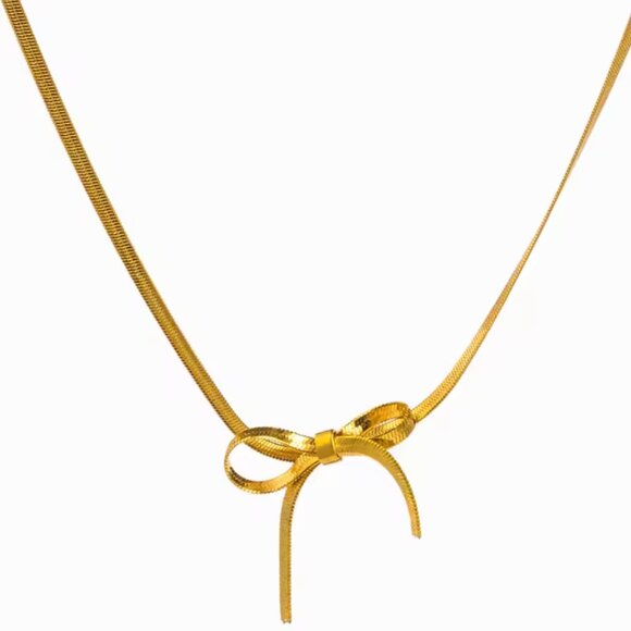 Anthropologie Jewelry - 14K Gold filled Bow Necklace